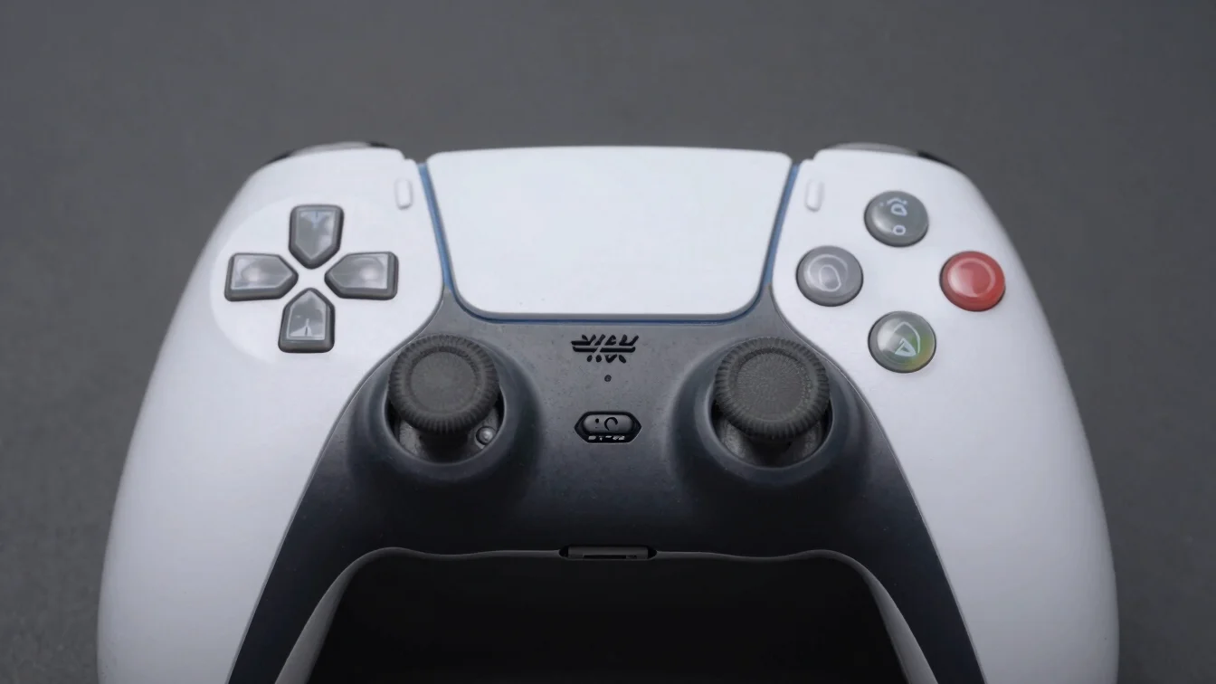 Close-up of a modern game controller on a dark graphite backgroun